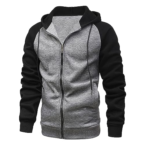 WEOPLKIN Sweatshirt Herren Zip Hoodie Sweatjacke Herren Mit Kapuze Trainingsjacke Hoodie mit Reißverschluss Kapuzenjacke Herren Sport Casual Basic Zipper Hoodie Schietwetter Hoodie grau M von WEOPLKIN