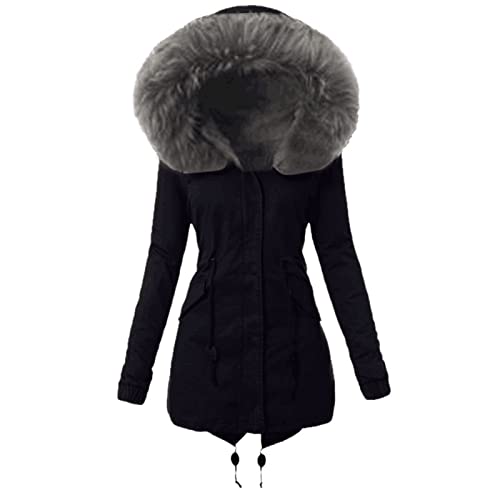 WEOPLKIN Wintermantel Damen Lang Fleecejacke Damen mit Kapuze Wollmantel Damen Wanderjacke Damen Wasserdicht Atmungsaktiv Parka Damen üBergangsjacke Mantel Steppjacke Damen Leicht blau L von WEOPLKIN