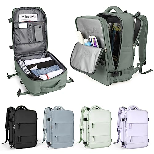 Handgepäck Rucksack für Ryanair 40x20x25,Reiserucksack für Easyjet Handgepäck 45x36x20 Rucksack Damen Herren mit Schuhfach,Flugzeug Carry-Ons Reiserucksack mit Laptopfach für Weekender,Armeegrün L von WEPLAN