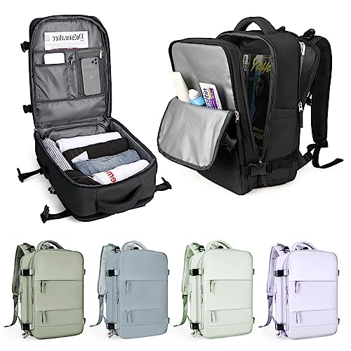 Handgepäck Rucksack für Ryanair 40x20x25,Reiserucksack für Easyjet Handgepäck 45x36x20 Rucksack Damen Herren mit Schuhfach,Flugzeug Carry-Ons Reiserucksack mit Laptopfach für Weekender,Schwarz L von WEPLAN