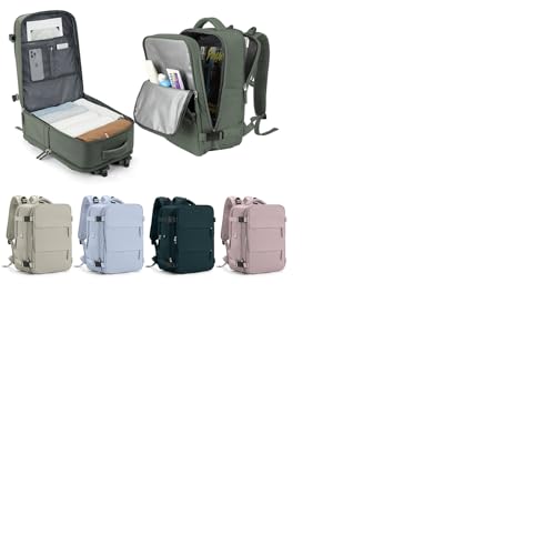 Handgepäck für Easyjet 45x36x20 Reiserucksack Damen Rucksack Männer Frauen Flugzeug Rucksack 40x20x25 für Ryanair,Wasserdichter Unter Sitzplatz Laptoptasche 15.6 Zoll Outdoor Tagesrucksack,Armeegrün L von WEPLAN