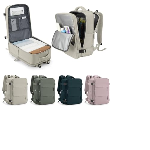 Handgepäck für Easyjet 45x36x20 Reiserucksack Damen Rucksack Männer Frauen Flugzeug Rucksack 40x20x25 für Ryanair,Wasserdichter Unter Sitzplatz Laptoptasche 15.6 Zoll Outdoor Tagesrucksack,Graubraun L von WEPLAN