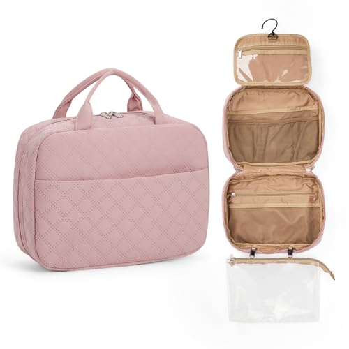 Kulturtasche zum Aufhängen, Damen Kulturbeutel Reise Waschtasche kulturtasche Damen, Aufhängenkosmetiktasche Reise, Make up Tasche,Reise Kosmetiktasche Große, Schminktasche Kosmetikbeutel,Rosa von WEPLAN