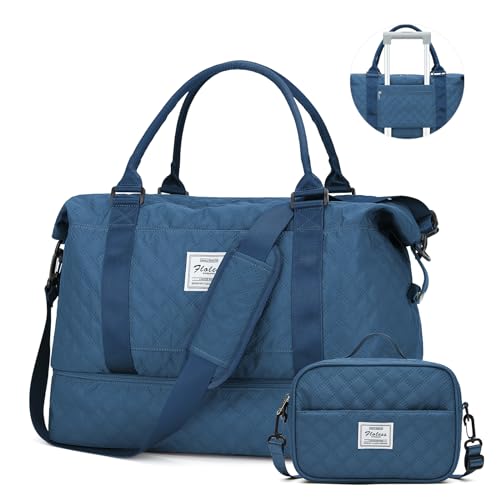 Reisetasche Damen, Sporttasche 45x36x20 Ryanair Easyjet Cabin Bag Handgepäck Tasche Weekender Bag mit Kulturbeutel&Nasstasche,Schwimmtasche Travel Duffle Bag Fitnesstasche Frauen für Reise,Indigo von WEPLAN