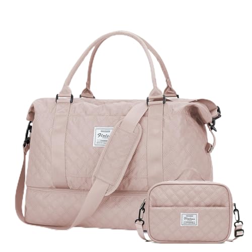 Reisetasche Damen, Sporttasche 45x36x20 Ryanair Easyjet Cabin Bag Handgepäck Tasche Weekender Bag mit Kulturbeutel&Nasstasche,Schwimmtasche Travel Duffle Bag Fitnesstasche Frauen für Reise,Rosa von WEPLAN