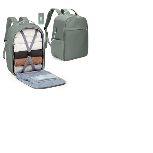 Rucksack Ryanair Handgepäck 40x20x25 Reiserucksack Flugzeug Rucksack für Easyjet Handgepäck 45x36x20 Tasche Unter Dem Sitz,Laptop Rucksack Herren Damen mit Vielen Fächern Weekendertasche,Armeegrün L von WEPLAN