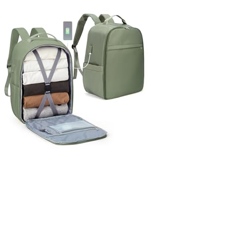 WEPLAN Easyjet Handgepäck 45x36x20 Rucksack Handgepäck Flugzeug Reiserucksack Damen Herren mit Laptopfach Ryanair Handgepäck 40x20x25 Rucksack Carry on Backpack Reisen Travel,Grau Grün L von WEPLAN