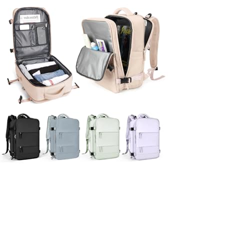 WEPLAN Handgepäck Rucksack für Ryanair 40x20x25,Reiserucksack für Easyjet Handgepäck 45x36x20 Rucksack Damen Herren mit Schuhfach,Flugzeug Carry-Ons Reiserucksack mit Laptopfach für Weekender,Beige S von WEPLAN