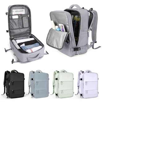 WEPLAN Handgepäck Rucksack für Ryanair 40x20x25,Reiserucksack für Easyjet Handgepäck 45x36x20 Rucksack Damen Herren mit Schuhfach,Flugzeug Carry-Ons Reiserucksack mit Laptopfach für Weekender,Grau S von WEPLAN