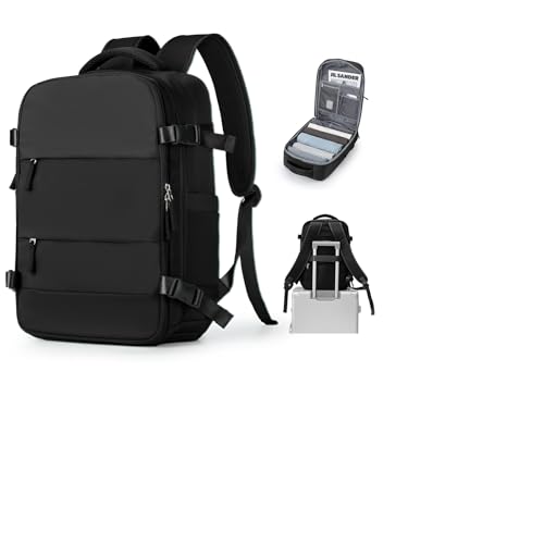 WEPLAN Handgepäck Rucksack für Ryanair 40x20x25,Reiserucksack für Easyjet Handgepäck 45x36x20 Rucksack Damen Herren,Flugzeug Carry-Ons Reiserucksack mit Laptopfach für Weekender,Schwarz S-Simple von WEPLAN