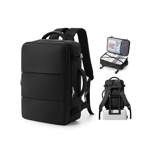 WEPLAN Reiserucksack Damen Herren Handgepäck Rucksack Travel Backpack Carry on Luggage Rucksack Reise Reiserucksack Flugzeug Handgepäck Wasserdichter Laptop Rucksacks 14 Zoll,Schwarz von WEPLAN