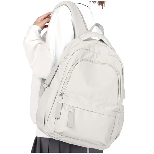 WEPLAN Rucksack Damen,15,6 Zoll Laptop Rucksack Schulrucksack Mädchen Teenager,Rucksack Schule für Mädchen Teenager Wasserdichter Schultasche Daypack für Reise Arbeit,Beige von WEPLAN