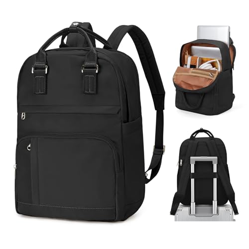 WEPLAN Rucksack Damen Schulrucksack Mädchen Teenager 14 Zoll Laptop Rucksack für Business Schultasche Frauen für Schule Uni Reise Arbeit Studium Schultaschen Wasserdicht School Bags,Schwarz von WEPLAN