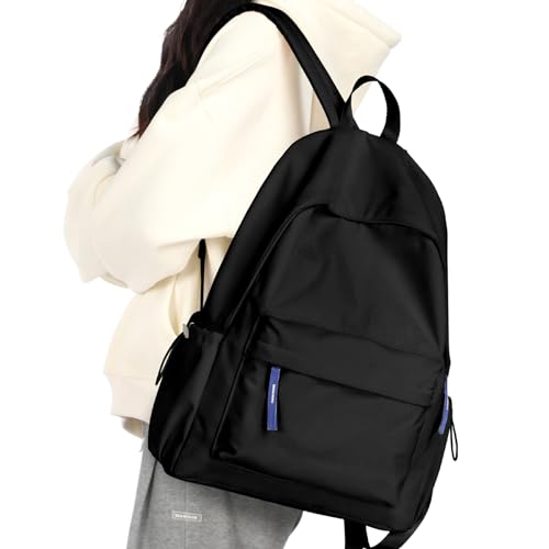 WEPLAN Schulrucksack Jungen mädchen Teenager Schultasche, Wasserdicht Rucksack Damen Herren Schulranzen 14 Zoll Laptop Tasche Backpack,Casual Daypack für Reise Arbeit Backpack,Schwarz von WEPLAN