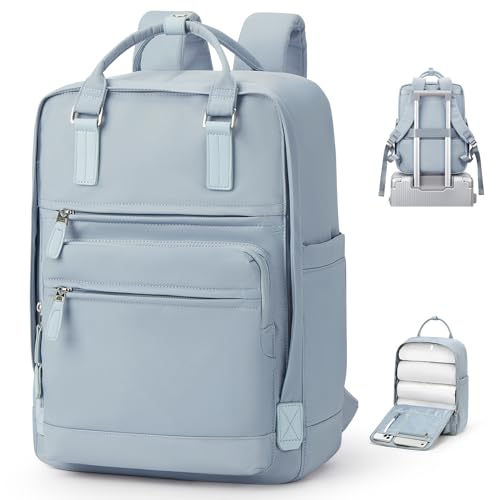 WEPLAN Schulrucksack Mädchen Jungen Schultasche for Teenager Rucksack Damen Herren Casual Daypack Rucksäcke Schule Schulranzen für Uni Reise Arbeit Backpack für 15.6 Zoll Laptop Bookbag,Grau Blau von WEPLAN