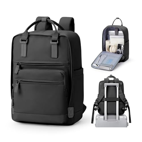 WEPLAN Schulrucksack Mädchen Jungen Schultasche for Teenager Rucksack Damen Herren Casual Daypack Rucksäcke Schule Schulranzen für Uni Reise Arbeit Backpack für 15.6 Zoll Laptop Bookbag,Schwarz von WEPLAN