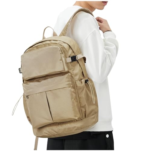 WEPLAN Schulrucksack Mädchen Jungen Teenager Schulranzen Rucksack Damen Schulmädchen,Casual Travel Daypack,15.6-Zoll-Laptop-Rucksack im Teenageralter,Rucksack Wasserdicht,Khaki von WEPLAN