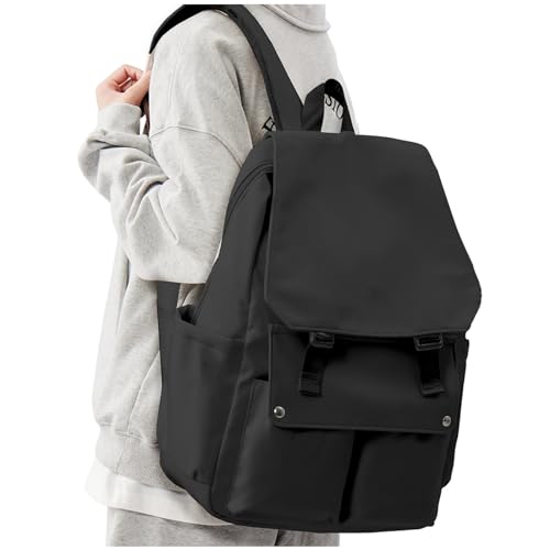 WEPLAN Schulrucksack Mädchen teenager Leichter Rucksack 14 Zoll Laptop,Rucksack Damen,Causal Travel Daypack Damen Herren, Rucksack Wasserdicht, College Schultasche für Reise,Schwarz von WEPLAN