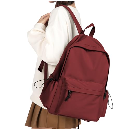 WEPLAN Schultasche Damen, Leichter Schulrucksack Mädchen Teenager,Travel School Rucksack für Herren,Wasserdicht College Backpack Schule 14 Zoll Laptop Daypack,Anti Diebstahl Schulranzen,Rot von WEPLAN