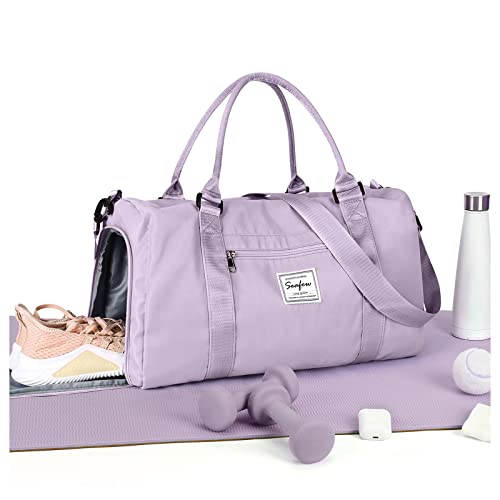 WEPLAN Sport Duffel Bag Damen Herren Sporttasche mit Schuhfach & Nassfach Reisetasche Handgepäck Tasche Sporttaschen Fitness Tasche Gym Bag Weekender Travel Bag Schwimmtasche Trainingstasche,Lila von WEPLAN