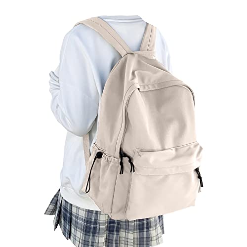 WEPOET Mittelschulrucksack für Teenager-Mädchen, niedlicher College-Rucksack für Damen, High School Tasche, lässiger Reiserucksack, Büchertasche, A5-beige von WEPOET