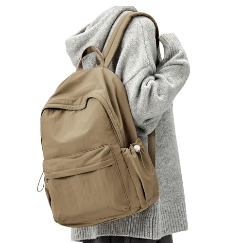 WEPOET Rucksack für Damen und Herren, wasserdicht, College-Rucksack, kleiner Reise-Laptop-Rucksack, leichter Turnrucksack, A5-braun von WEPOET