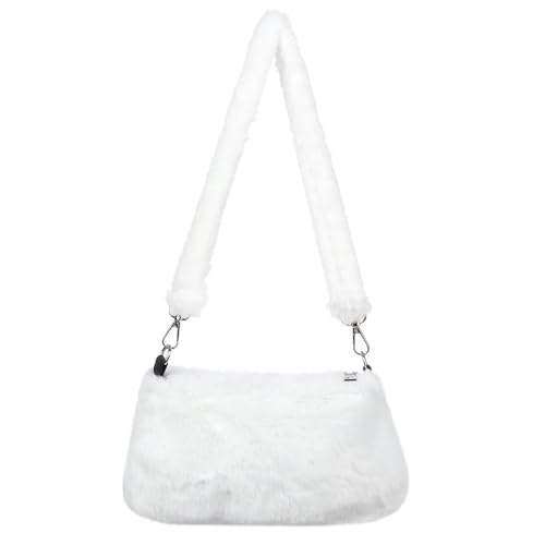 1PC Frauen Mädchen Flauschigen Schulter Tasche Top-griff Tasche Weibliche Herbst Winter Handtasche Plüsch Tote Einkaufstasche(2-white) von WEQYFDC