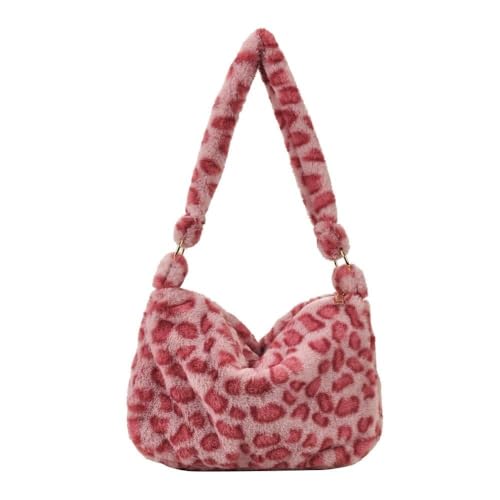 1PC Frauen Mädchen Flauschigen Schulter Tasche Top-griff Tasche Weibliche Herbst Winter Handtasche Plüsch Tote Einkaufstasche(5-B) von WEQYFDC