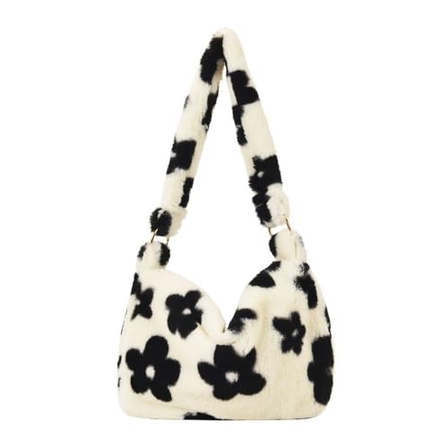 1PC Frauen Mädchen Flauschigen Schulter Tasche Top-griff Tasche Weibliche Herbst Winter Handtasche Plüsch Tote Einkaufstasche(5-C) von WEQYFDC