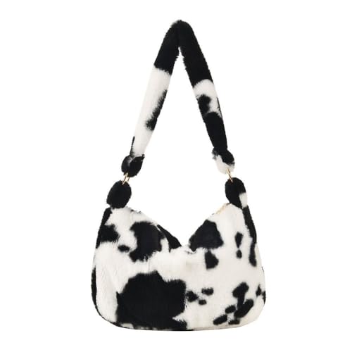 1PC Frauen Mädchen Flauschigen Schulter Tasche Top-griff Tasche Weibliche Herbst Winter Handtasche Plüsch Tote Einkaufstasche(5-D) von WEQYFDC