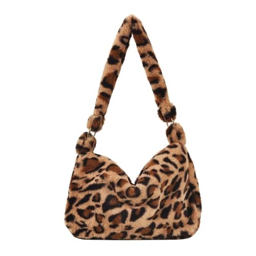 1PC Frauen Mädchen Flauschigen Schulter Tasche Top-griff Tasche Weibliche Herbst Winter Handtasche Plüsch Tote Einkaufstasche(5-E) von WEQYFDC