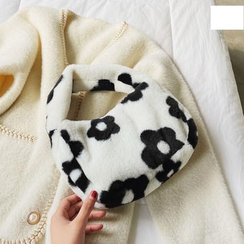 1PC Frauen Mädchen Flauschigen Schulter Tasche Top-griff Tasche Weibliche Herbst Winter Handtasche Plüsch Tote Einkaufstasche(6-A) von WEQYFDC