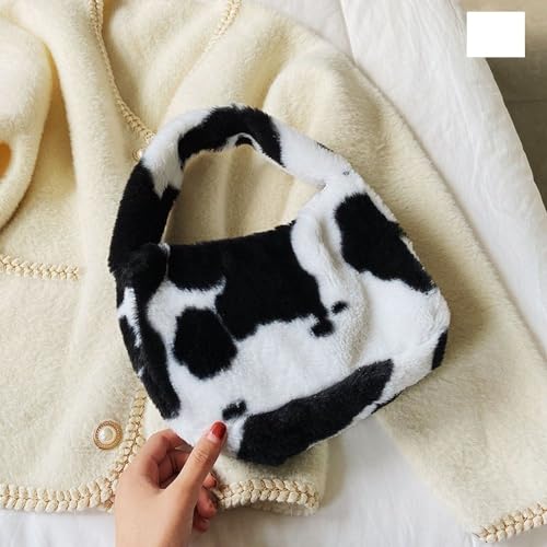 1PC Frauen Mädchen Flauschigen Schulter Tasche Top-griff Tasche Weibliche Herbst Winter Handtasche Plüsch Tote Einkaufstasche(6-B) von WEQYFDC