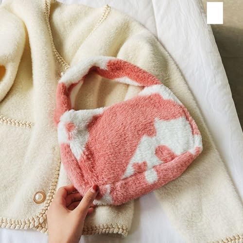 1PC Frauen Mädchen Flauschigen Schulter Tasche Top-griff Tasche Weibliche Herbst Winter Handtasche Plüsch Tote Einkaufstasche(6-C) von WEQYFDC