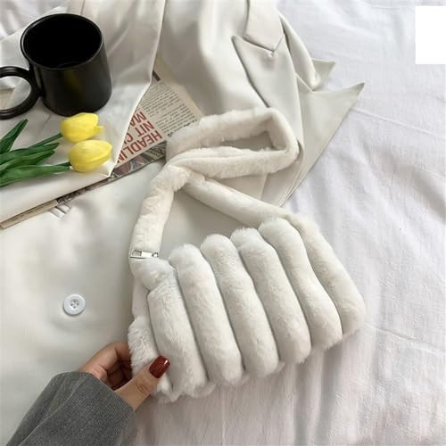 1PC Frauen Mädchen Flauschigen Schulter Tasche Top-griff Tasche Weibliche Herbst Winter Handtasche Plüsch Tote Einkaufstasche(7-4) von WEQYFDC