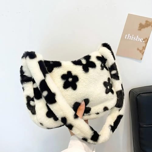 1PC Frauen Mädchen Flauschigen Schulter Tasche Top-griff Tasche Weibliche Herbst Winter Handtasche Plüsch Tote Einkaufstasche(8-1) von WEQYFDC