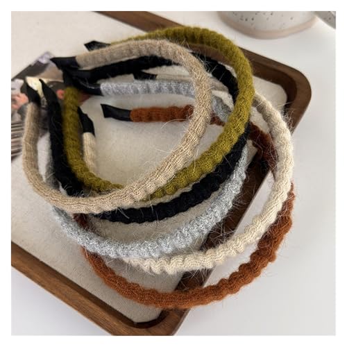 3pc Retro Autumn Winter Knitting Headbands Fashion Plush Elastic Hair Bands For Woman Girls Simple Sweet Temperament Hair Hoop(53X37X15MM) von WEQYFDC