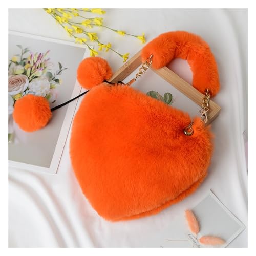 Faux Pelz Herzförmige Frauen Kleine Handtaschen Flauschigen Plüsch Damen Kette Schulter Tasche Weibliche Pelzigen Täglichen Kupplung Geldbörse(11-01) von WEQYFDC