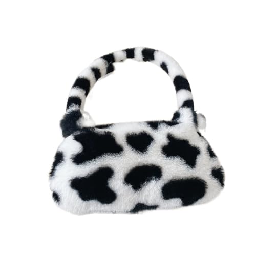Frauen Drucken Mini Schulter Taschen Weibliche Winter Plüsch Unterarm Taschen Leopard Zebra Muster Flauschigen Tragetaschen Kleine Geldbörsen(Type C) von WEQYFDC