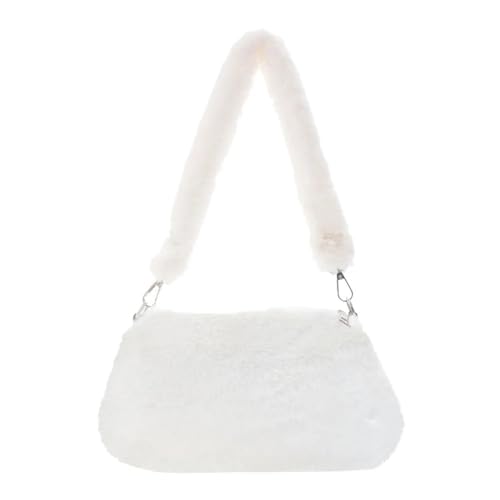 Frauen Kuh Druck Mini Schulter Taschen Plüsch Druck Shopper Geldbörsen Weibliche Handtasche Winter Plüsch Unterarm Taschen Flauschigen Tragetaschen Geldbörsen(03) von WEQYFDC