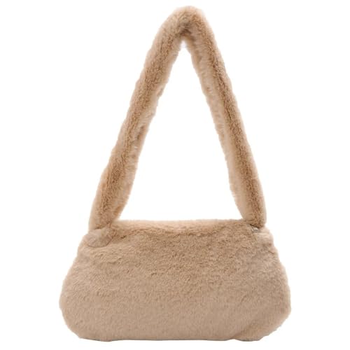 Frauen Kuh Druck Mini Schulter Taschen Plüsch Druck Shopper Geldbörsen Weibliche Handtasche Winter Plüsch Unterarm Taschen Flauschigen Tragetaschen Geldbörsen(C Small) von WEQYFDC
