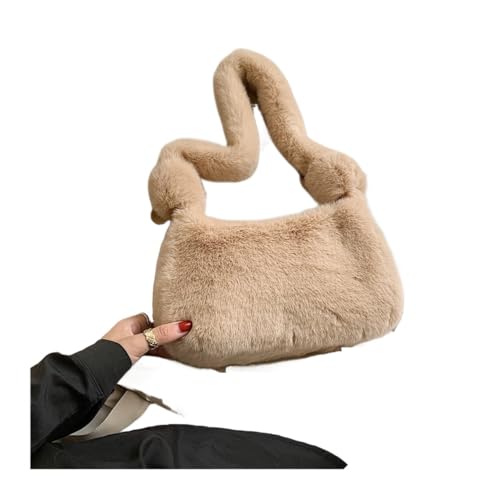 Frauen Plüsch Weiche Handtasche Mode Einfarbig Schulter Unterarm Tasche Herbst Winter Mode Komfortable Flauschigen Weibliche Tote Handtasche(Ltkq) von WEQYFDC