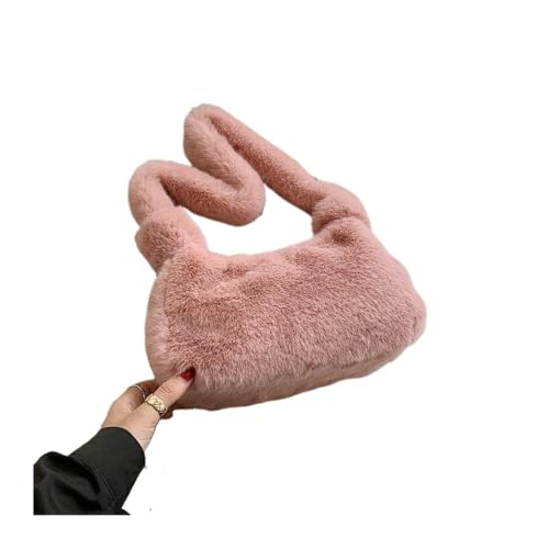 Frauen Plüsch Weiche Handtasche Mode Einfarbig Schulter Unterarm Tasche Herbst Winter Mode Komfortable Flauschigen Weibliche Tote Handtasche(Pk) von WEQYFDC