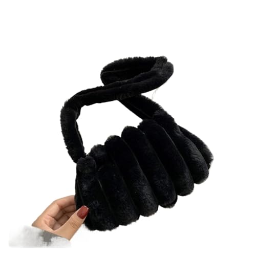 Frauen Schulter Taschen Weibliche Winter Weiche Plüsch Unterarm Tasche Liebe Herz Flauschige Tragetaschen Telefon Geldbörsen(Black Style Two) von WEQYFDC