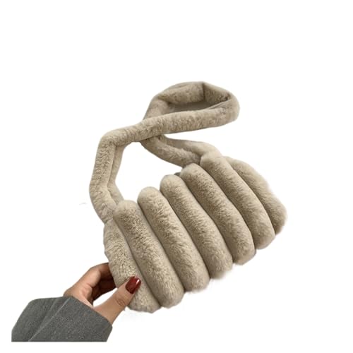 Frauen Schulter Taschen Weibliche Winter Weiche Plüsch Unterarm Tasche Liebe Herz Flauschige Tragetaschen Telefon Geldbörsen(Camel Style Two) von WEQYFDC