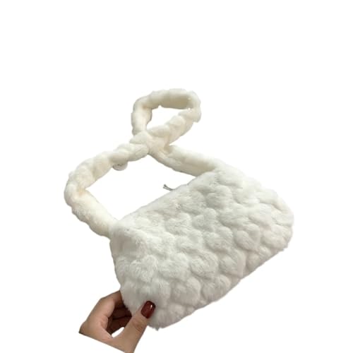 Frauen Schulter Taschen Weibliche Winter Weiche Plüsch Unterarm Tasche Liebe Herz Flauschige Tragetaschen Telefon Geldbörsen(White Style one) von WEQYFDC