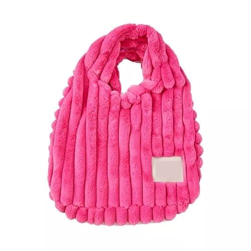 WEQYFDC Flauschige Umhängetaschen for Damen, großes Fassungsvermögen, rosa, weiche Plüsch-Einkaufstasche, Frottee-Handtaschen for coole Mädchen im Winter(Pink) von WEQYFDC