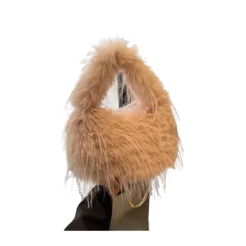 WEQYFDC Fuzzy Bag Winter und Herbst, vielseitige Pelz-Umhängetasche for Damen, Hit-Produkt-Handtasche(Beige) von WEQYFDC