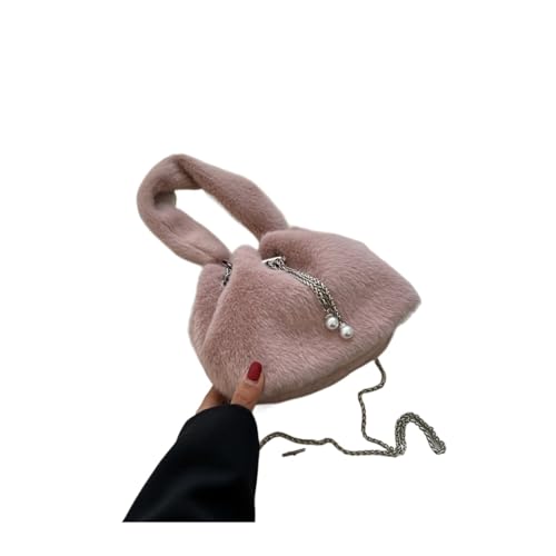 WEQYFDC Henkel-Tragetaschen for Damen, Winter-Beuteltasche, Trend, kleine weiche Kunstfell-Kawaii-Handtaschen und Geldbörse(Pink) von WEQYFDC