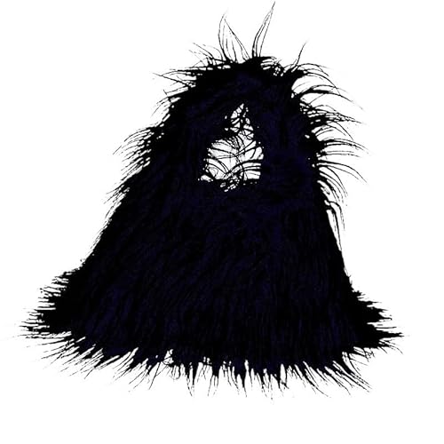 WEQYFDC Mode Faux Pelz Frauen Schulter Taschen Plüsch Handtaschen Luxus Tote Weiche Warme Winter Geldbörse(Black) von WEQYFDC